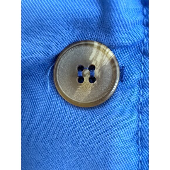 Splendid bright blue button front ruched cropped jacket with welt pockets - Picture 6 of 8